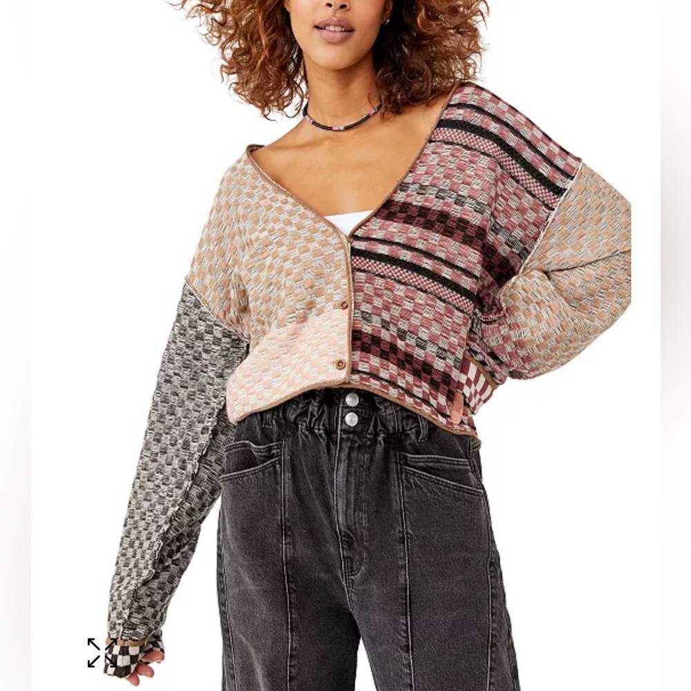 Free People Ready Set Go Multi-Print Cardigan